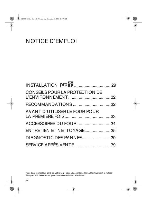 Guide utilisation WHIRLPOOL AKZ 350/IX/01  - MODE D'EMPLOI de la marque WHIRLPOOL