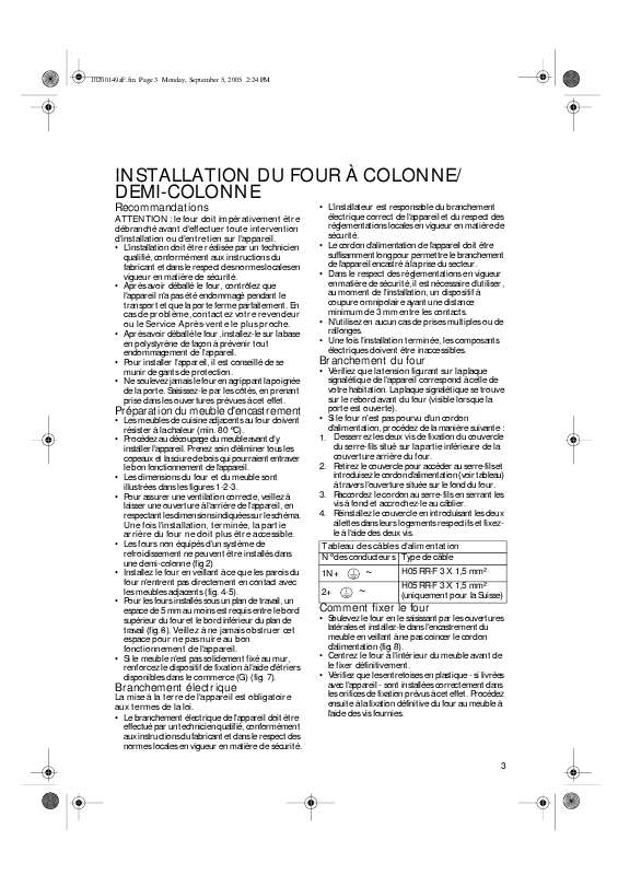 Guide utilisation WHIRLPOOL AKZ 801/IX  - GUIDE D'INSTALLATION de la marque WHIRLPOOL