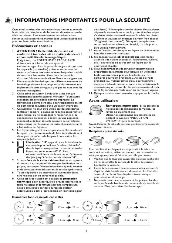 Guide utilisation WHIRLPOOL ACM 703/IX  - TABLEAU DE PROGRAMMES de la marque WHIRLPOOL