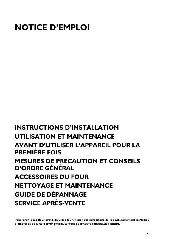 Guide utilisation WHIRLPOOL ACM 930/1 IX  - MODE D'EMPLOI de la marque WHIRLPOOL