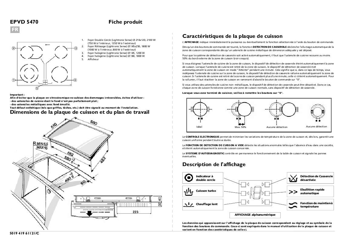 Guide utilisation WHIRLPOOL AKM 126/NB/01  - TABLEAU DE PROGRAMMES de la marque WHIRLPOOL