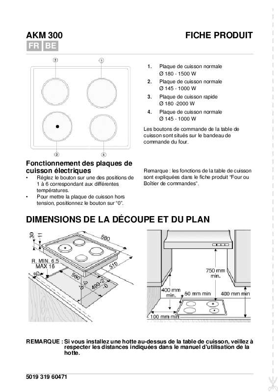 Guide utilisation WHIRLPOOL AKM 300/IX  - TABLEAU DE PROGRAMMES de la marque WHIRLPOOL