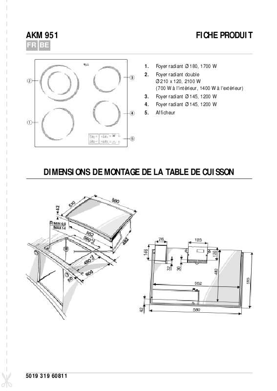 Guide utilisation WHIRLPOOL AKM 951/G/BA  - TABLEAU DE PROGRAMMES de la marque WHIRLPOOL