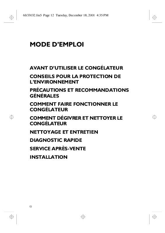 Guide utilisation WHIRLPOOL AKM 973/NE  - TABLEAU DE PROGRAMMES de la marque WHIRLPOOL