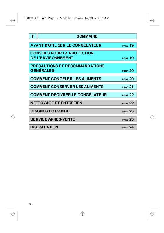 Guide utilisation WHIRLPOOL AFG 5041-A/H  - MODE D'EMPLOI de la marque WHIRLPOOL