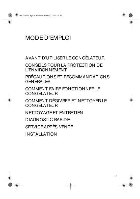 Guide utilisation WHIRLPOOL AFG 7080/IX  - MODE D'EMPLOI de la marque WHIRLPOOL