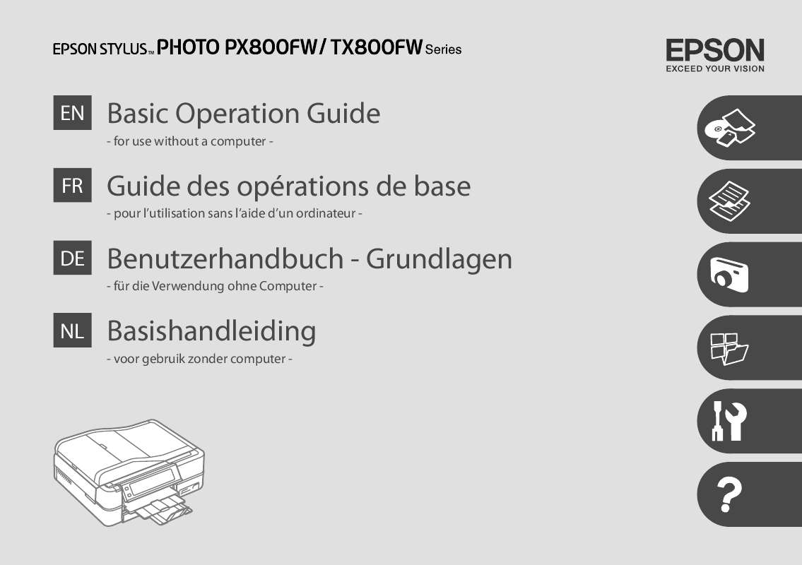 Guide utilisation EPSON STYLUS PHOTO TX800FW  de la marque EPSON