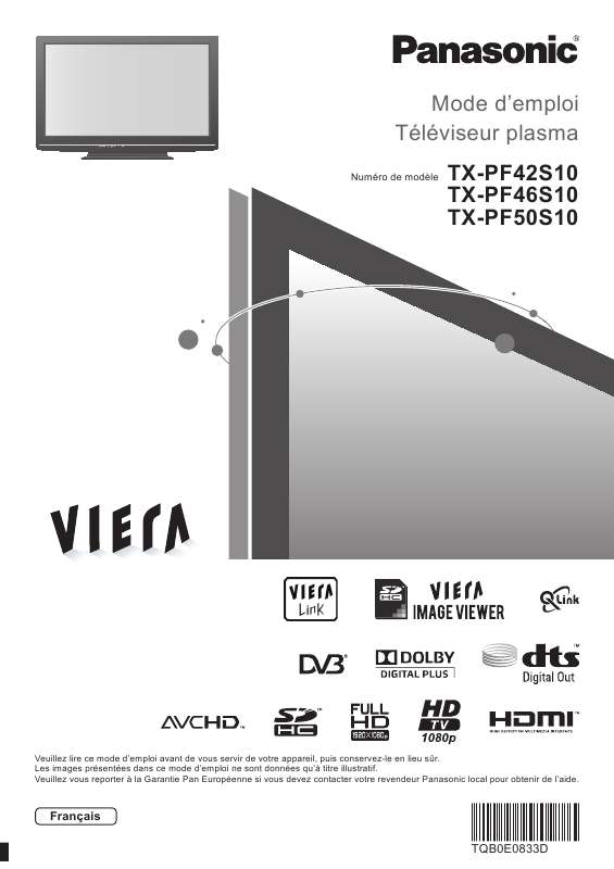 Guide utilisation PANASONIC TX-PF42S10  de la marque PANASONIC