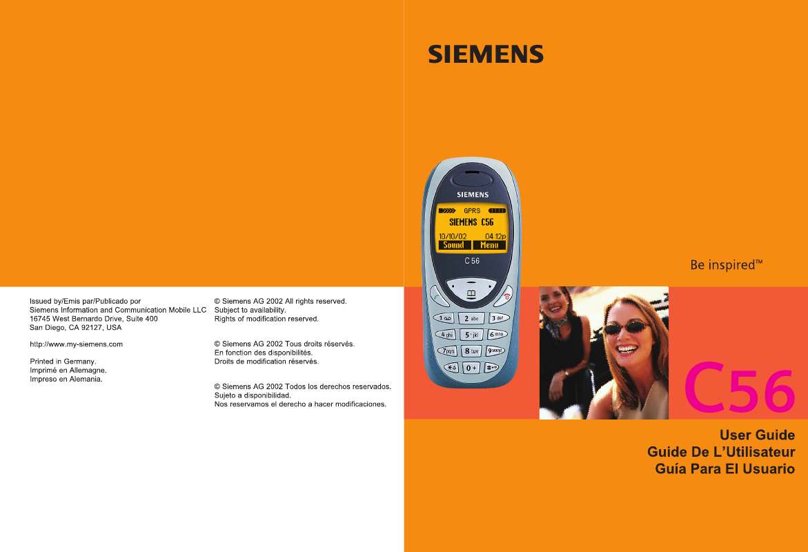 Guide utilisation SIEMENS C56  de la marque SIEMENS