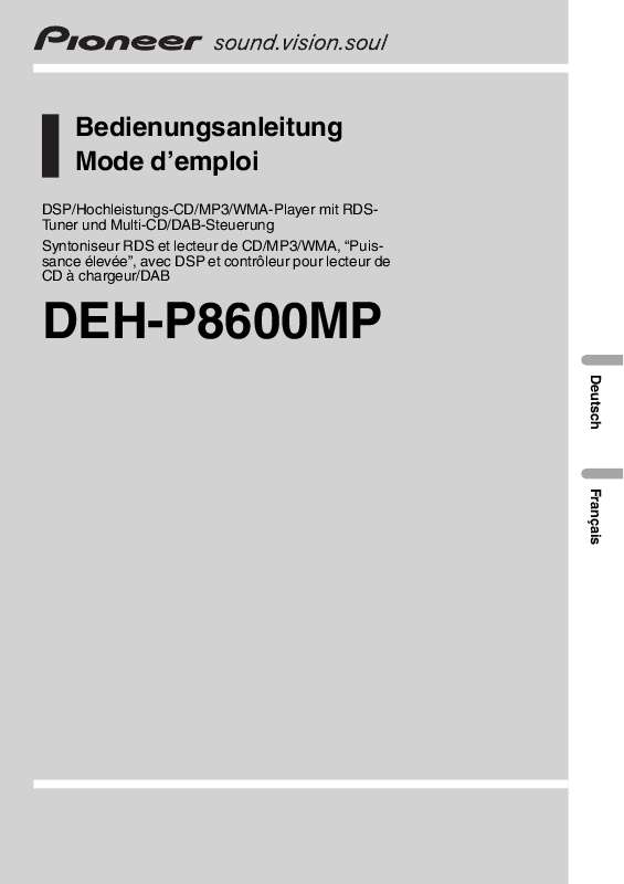 Guide utilisation PIONEER DEH-P8600MP/X1B/EW  de la marque PIONEER