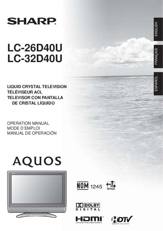 Guide utilisation SHARP LC-26D40U/32D40U  de la marque SHARP