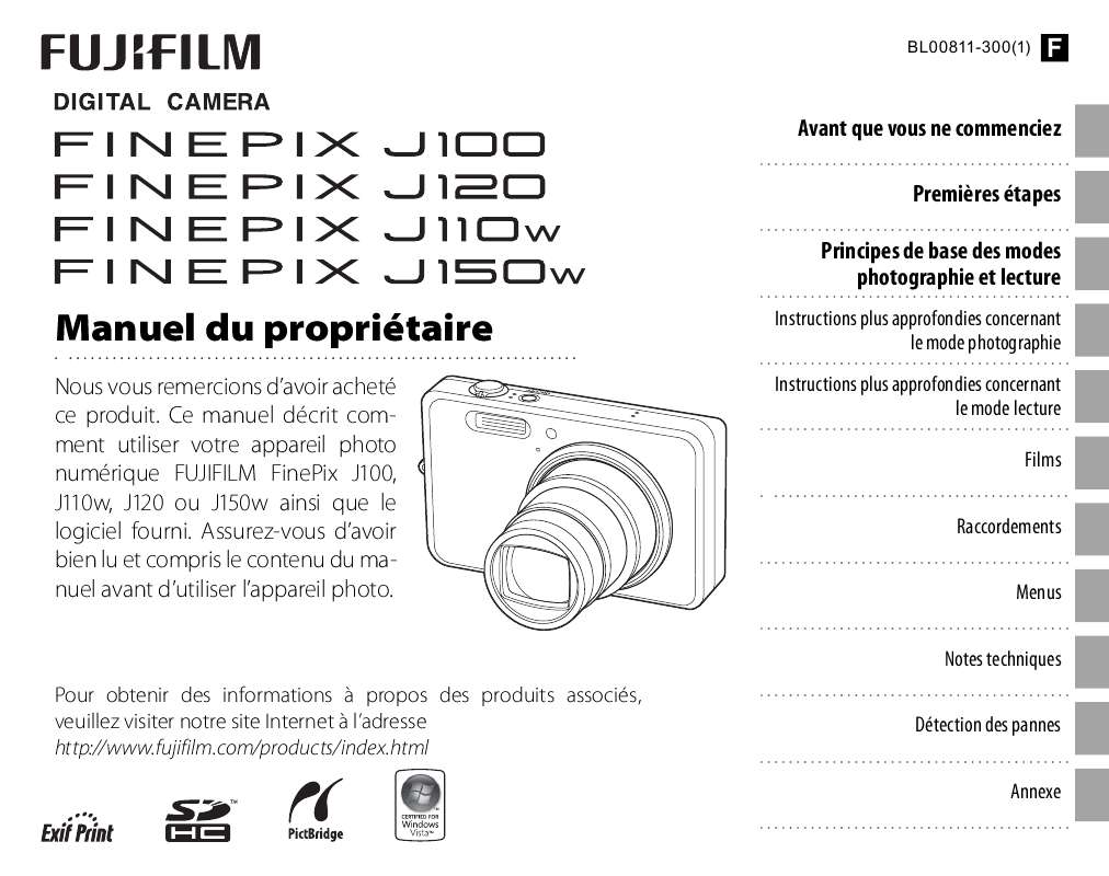 Guide utilisation FUJIFILM J110W  de la marque FUJIFILM