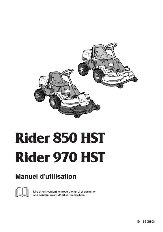 Guide utilisation HUSQVARNA RIDER 850 HST  de la marque HUSQVARNA