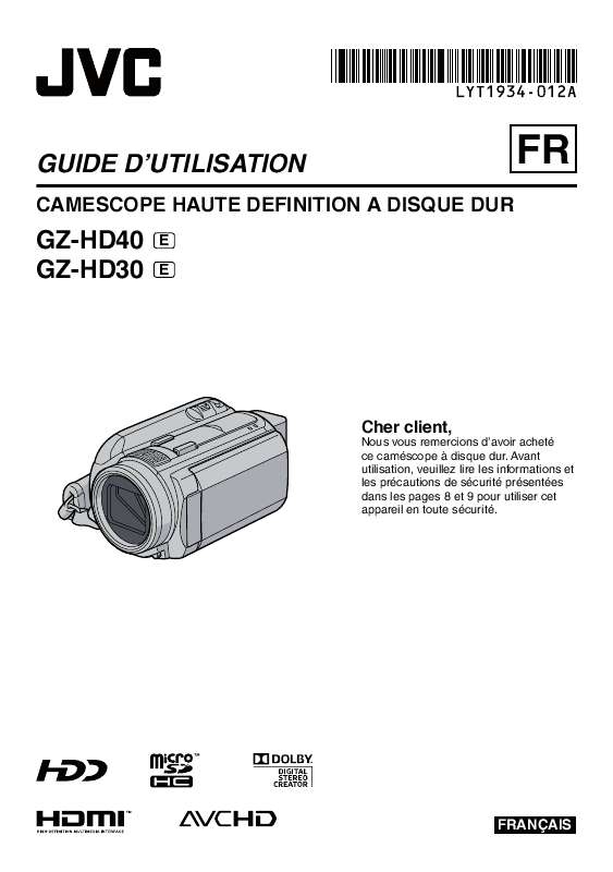 Guide utilisation JVC GZ-HD30EX  de la marque JVC