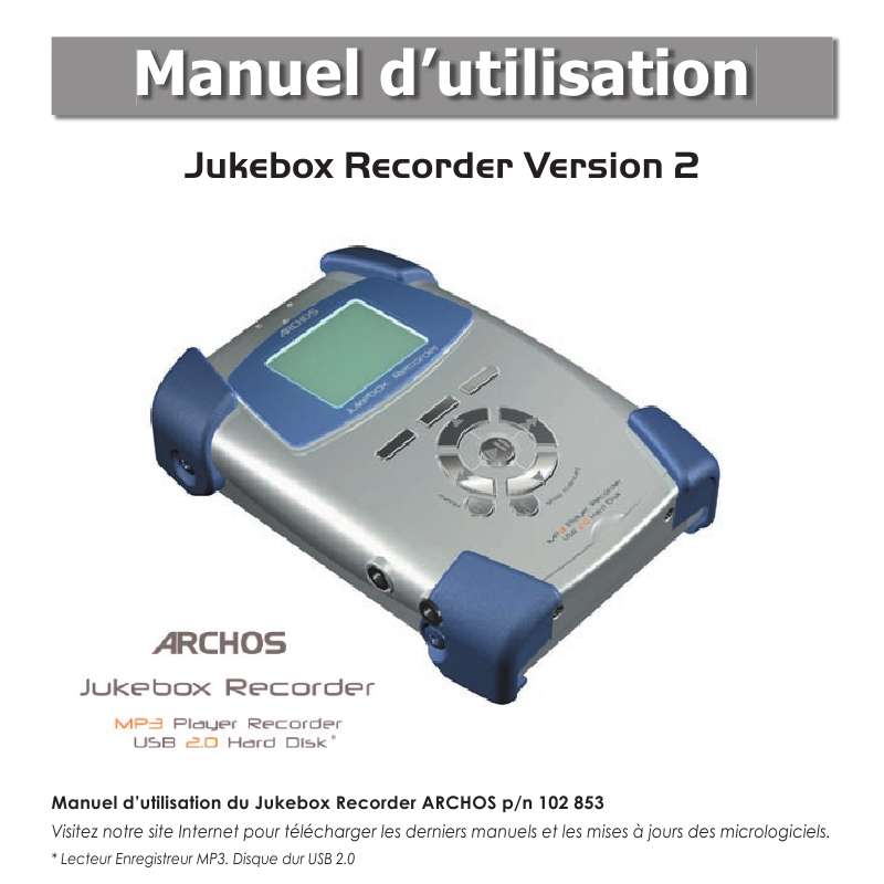 Guide utilisation ARCHOS JUKEBOX RECORDER VERSION 2  de la marque ARCHOS