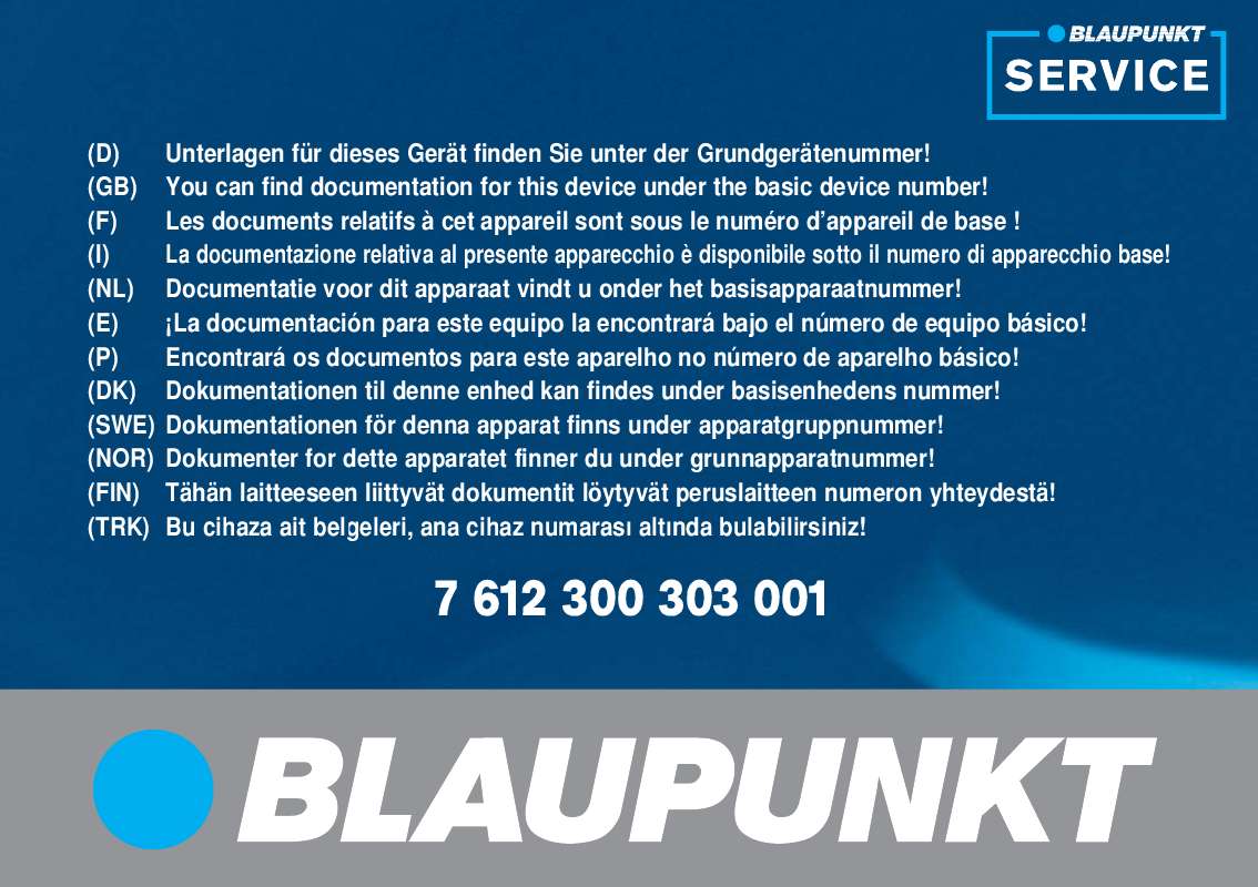 Guide utilisation BLAUPUNKT TP E2 W/R TSCH  de la marque BLAUPUNKT