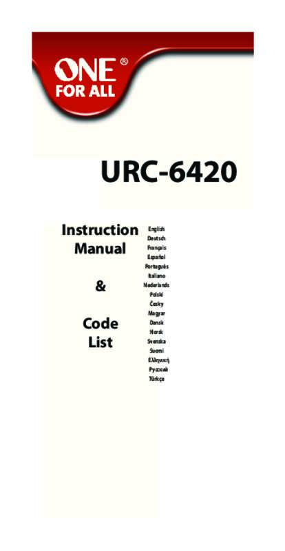 Notice d'utilisation - ONE FOR ALL URC6820 - ONE FOR ALL - Manuel et mode  d'emploi